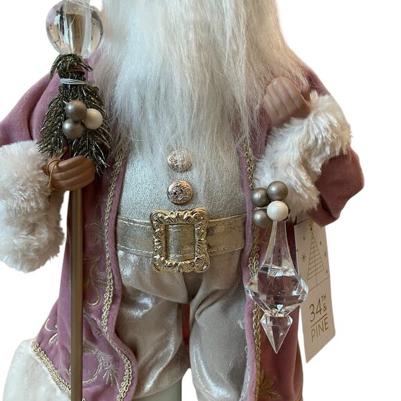 34th & Pine 23" Pink Velvet Santa w/ Crystal Ornaments Christmas Holiday New - Picture 14 of 16